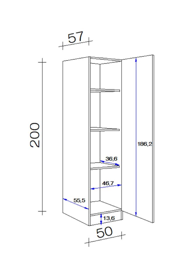 Geschirrschrank Nano Braun 50 x 200 x 57 cm