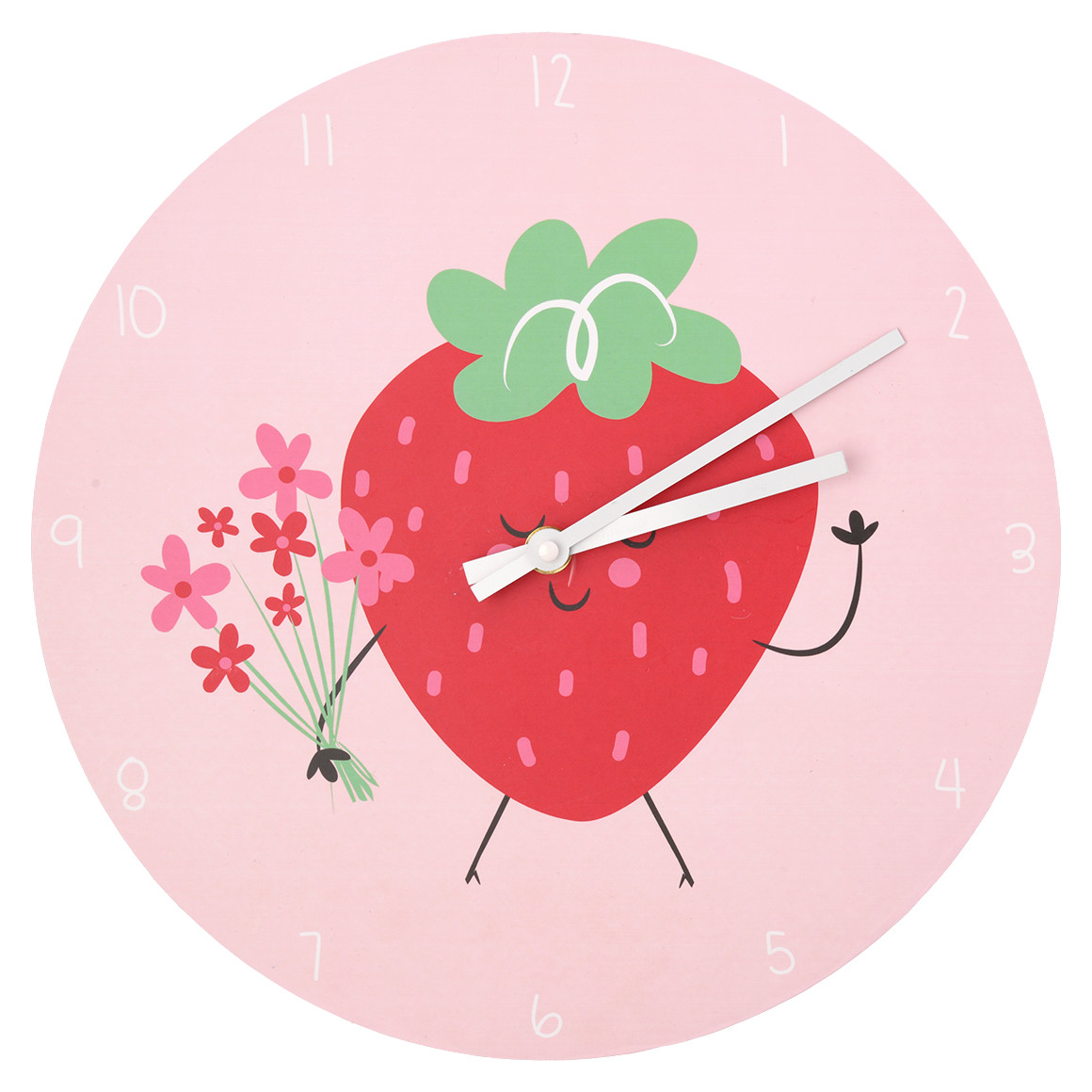 Topolino Wanduhr mit Erdbeer-Motiv rosa