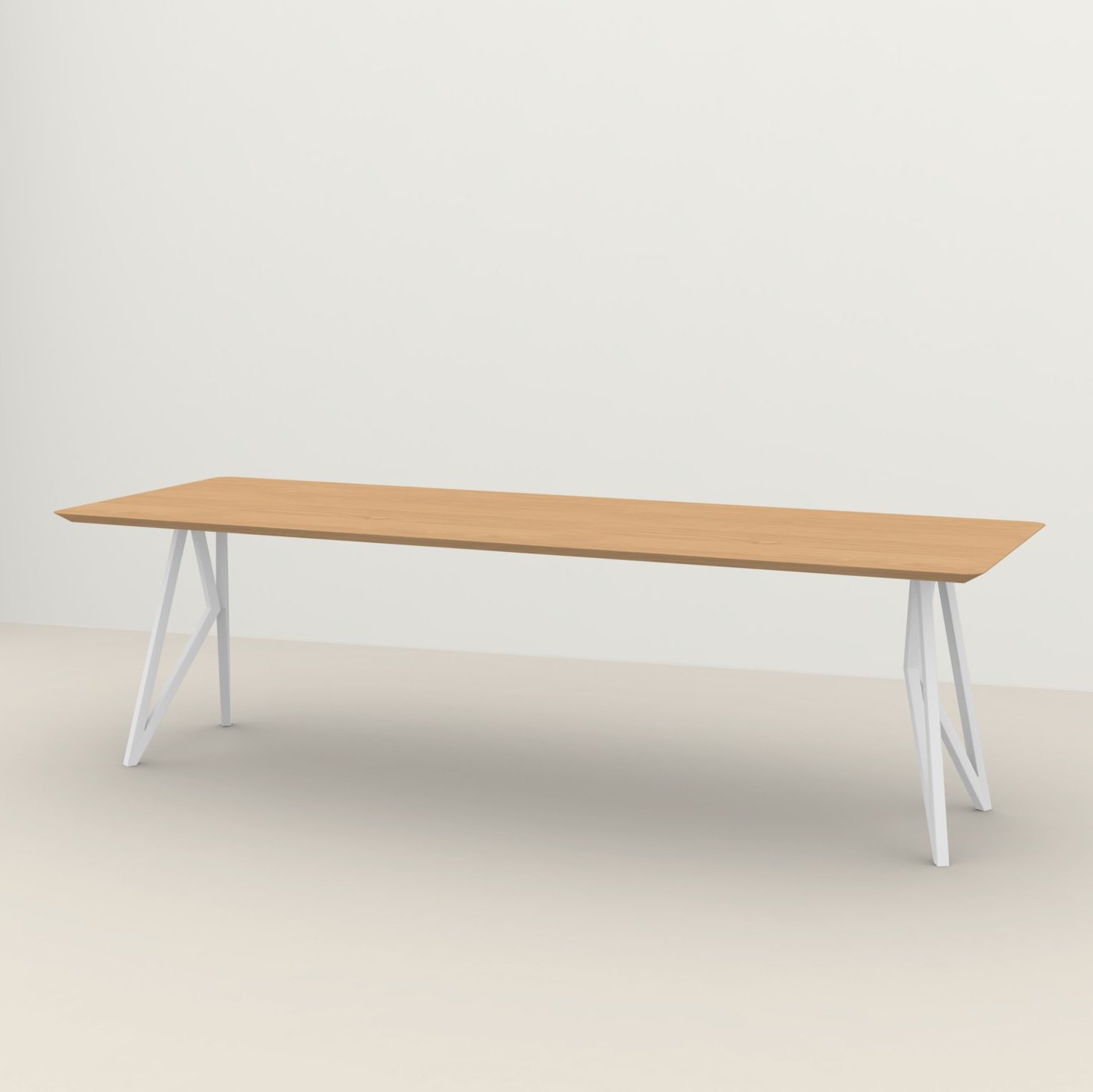 Studio HENK tafel Butterfly Rechthoekig - wit frame, hardwax light 3041 200 x 90 cm | HWO NL 3041 | Verjongde Rand | Frame Wit