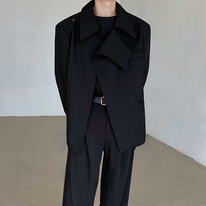 Orungeetun - Asymmetrische blazer met lange mouwen en effen kleur