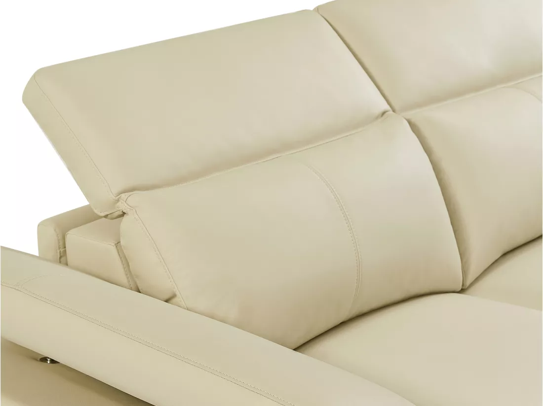 Canapé d'angle droit relax électrique en cuir de vachette beige PUNO II