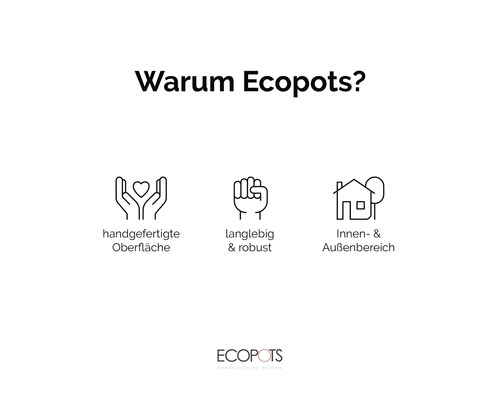 Ecopots onderzetter met wielen, kunststof, Ø 27,7 cm x 28,7 cm x 8,3 cm, wit