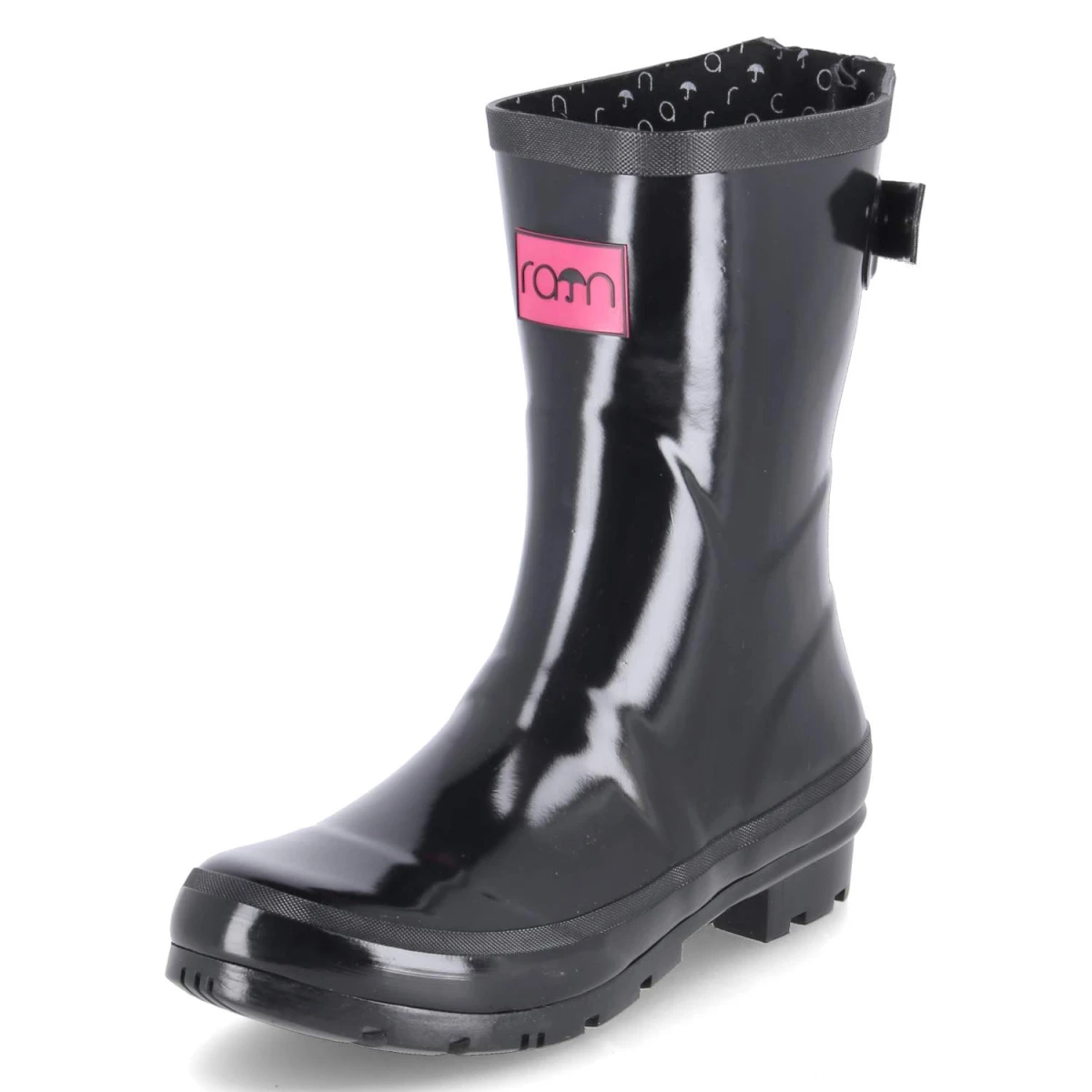 RajnGummistiefel GLOSSY - black-pink