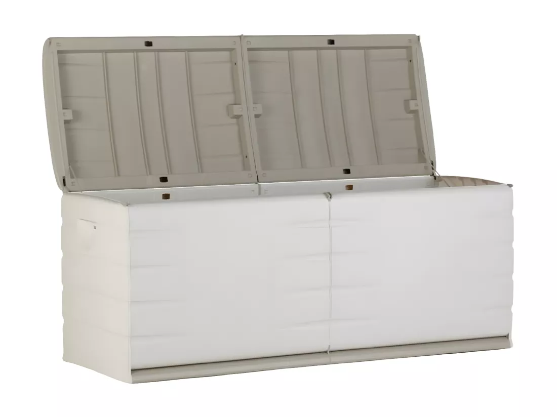 Coffre de rangement 450L intérieur/extérieur coloris beige - L. 153 x P. 61 x H. 53 cm