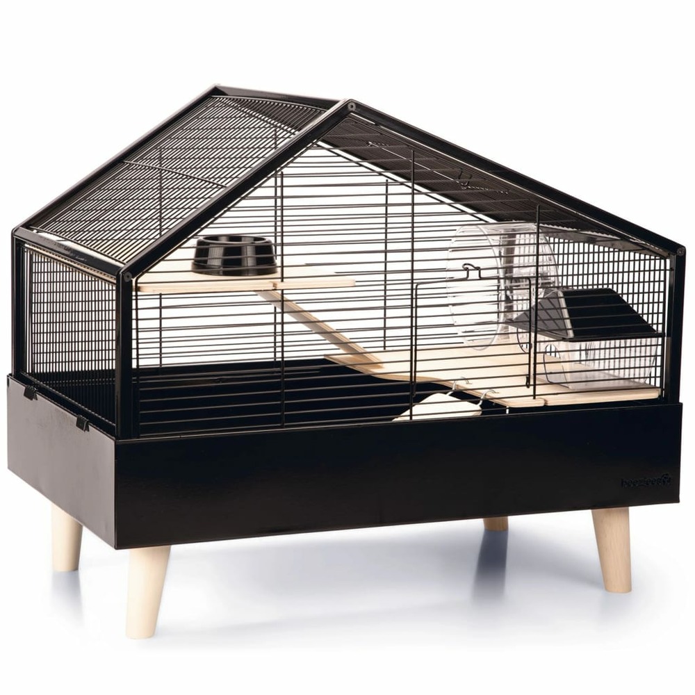 Cage pour rongeurs ayaz noir 58x38x46 cm métal
