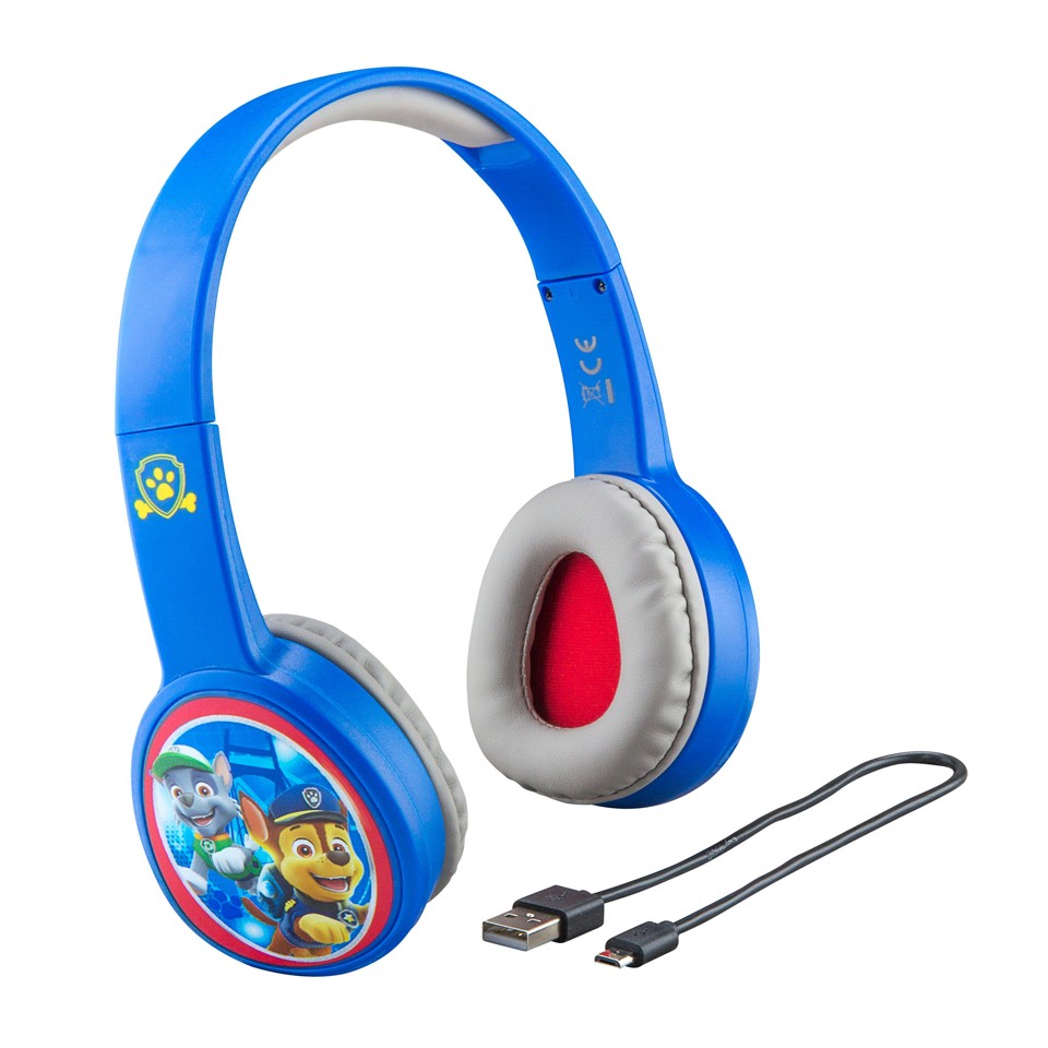 eKids - Disney Paw Patrol hovedtelefoner til børn med lydstyrkekontrol for at beskytte hørelsen