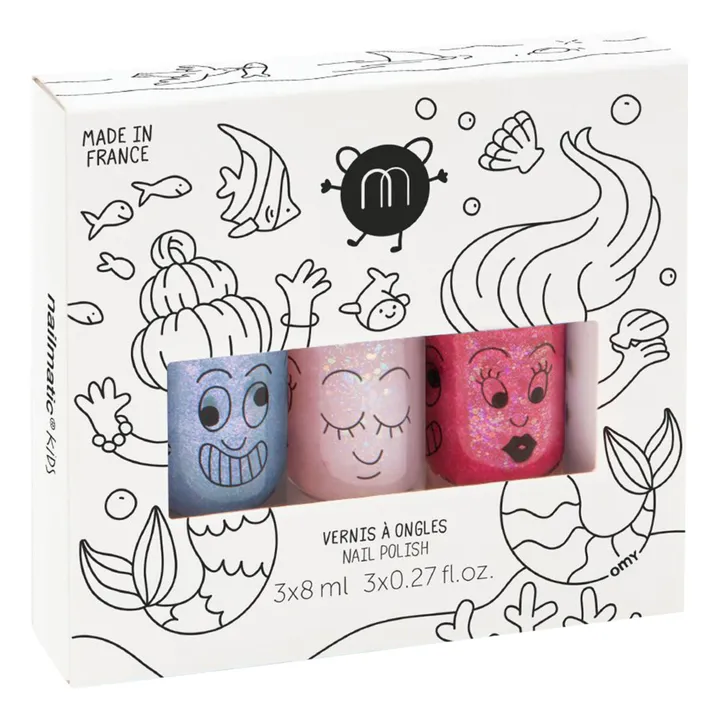 Nailmatic Kids Coffret 3 vernis Mermaid - Merlin, Polly et Sissi