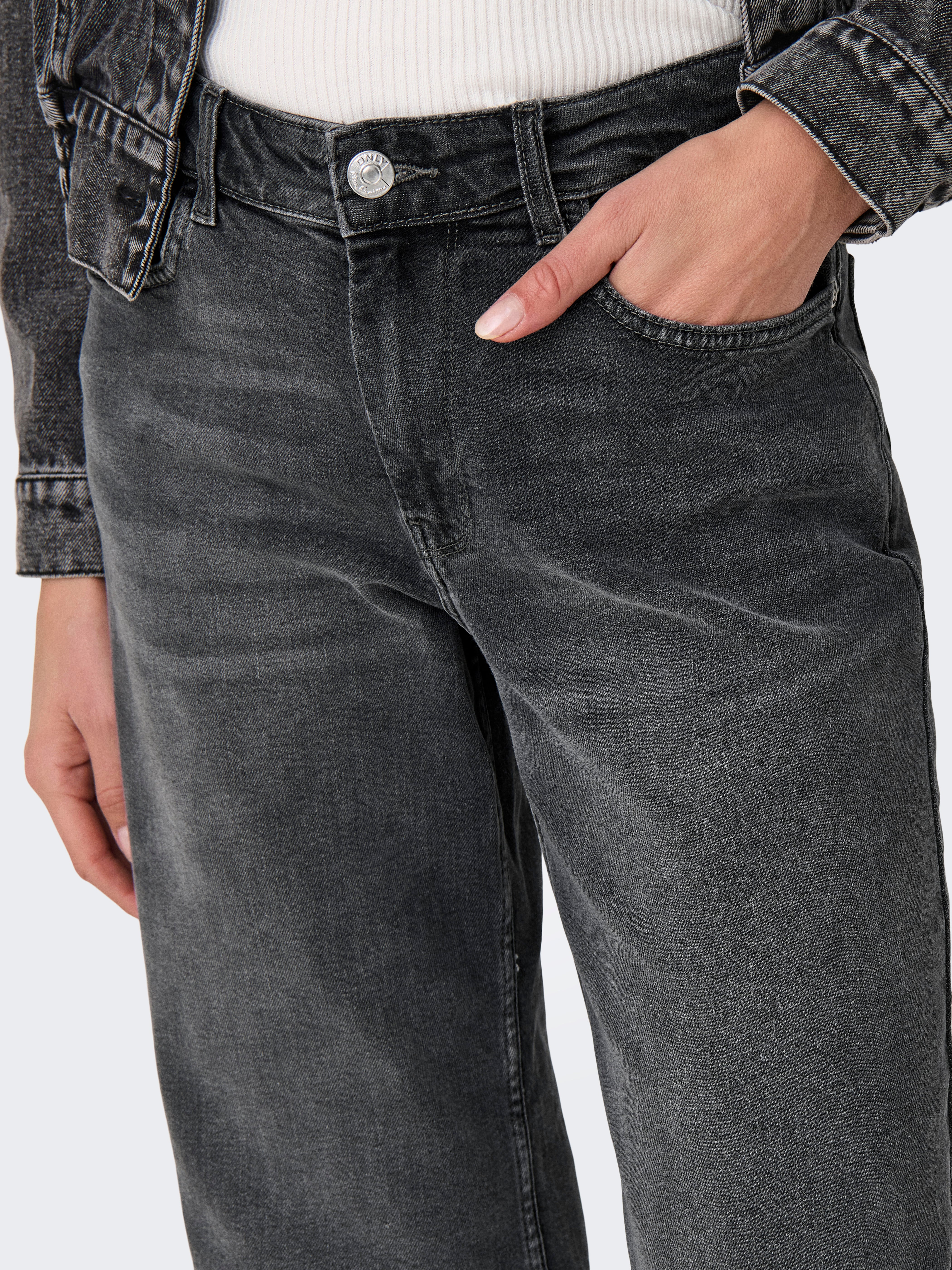 ONLCHRIS Mittlere Taille Weiter Beinschnitt Jeans Grey Denim