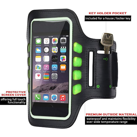 Sinox mobilholder til armen m. LED - sort/grøn
