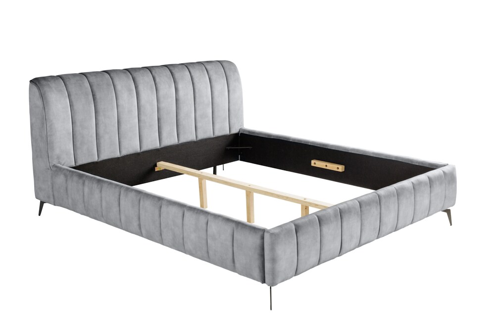 riess-ambiente Doppelbett AMSTERDAM - Retro 180x200cm grau Samt Industrial Design
