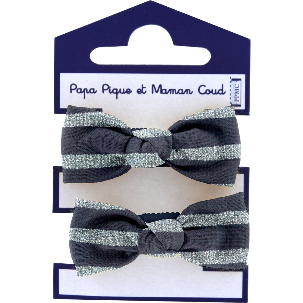 Mousse Petit Noeud Rayé Argent Marine