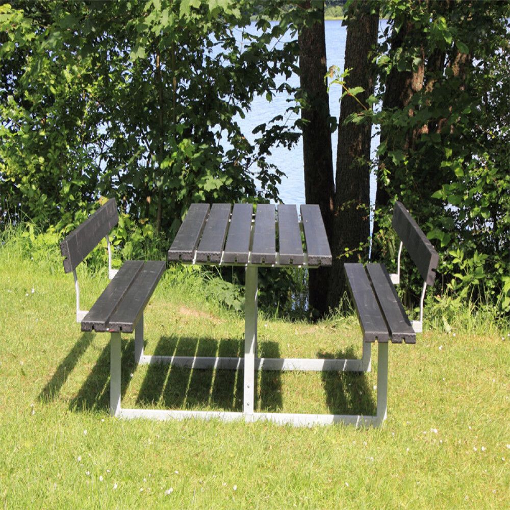 BENKESETT PLUS BORD/BENKER MED 2 RYGGSTØTTER 177CM SVART