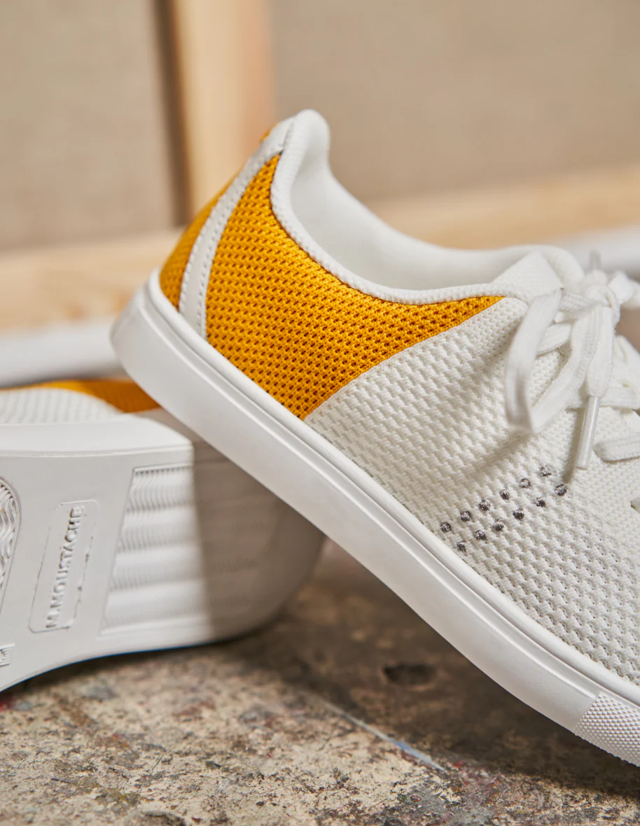 Baskets basses Renée Tricot - Blanc et moutarde