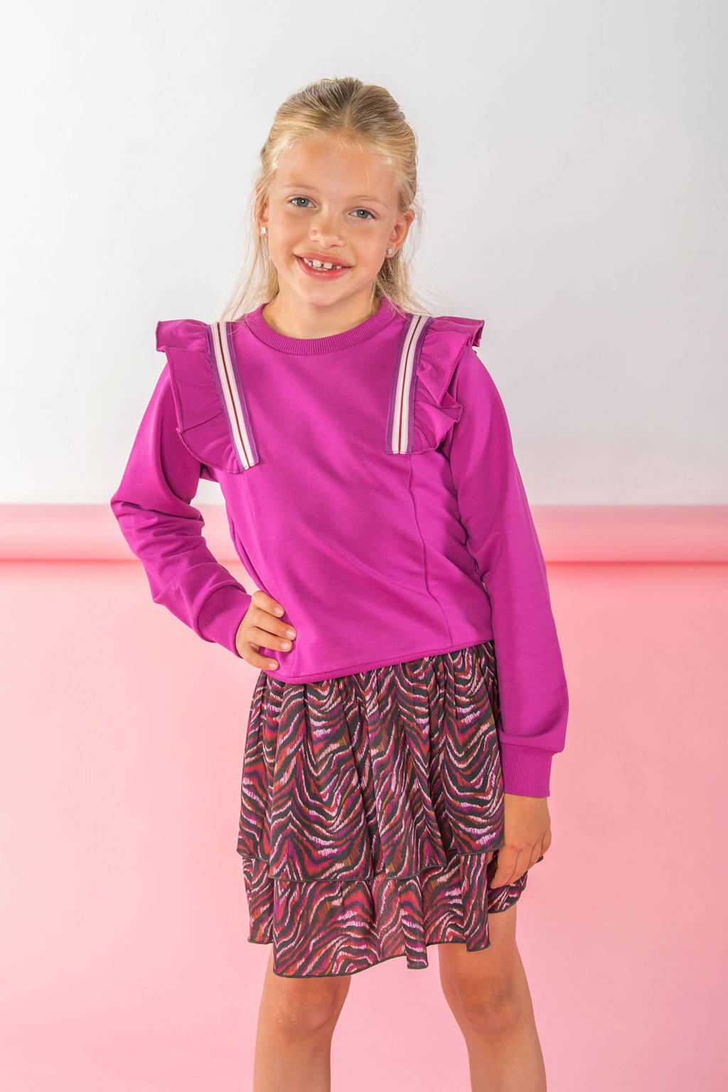 B.Nosy gestreepte sweater Sara paars