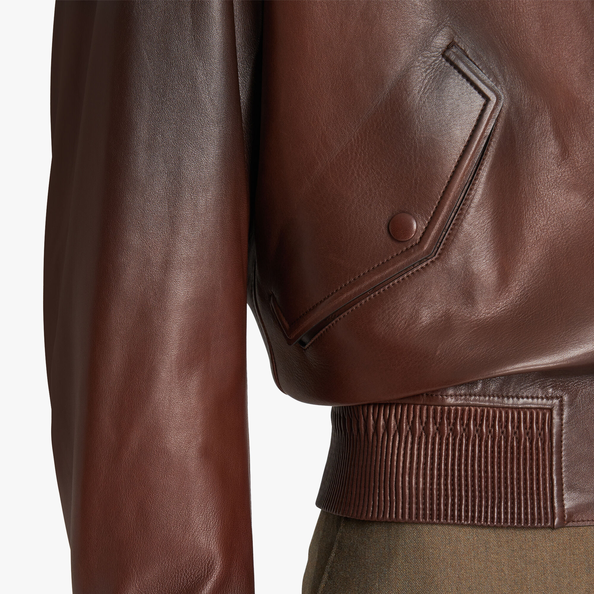 Bomber En Cuir Patine