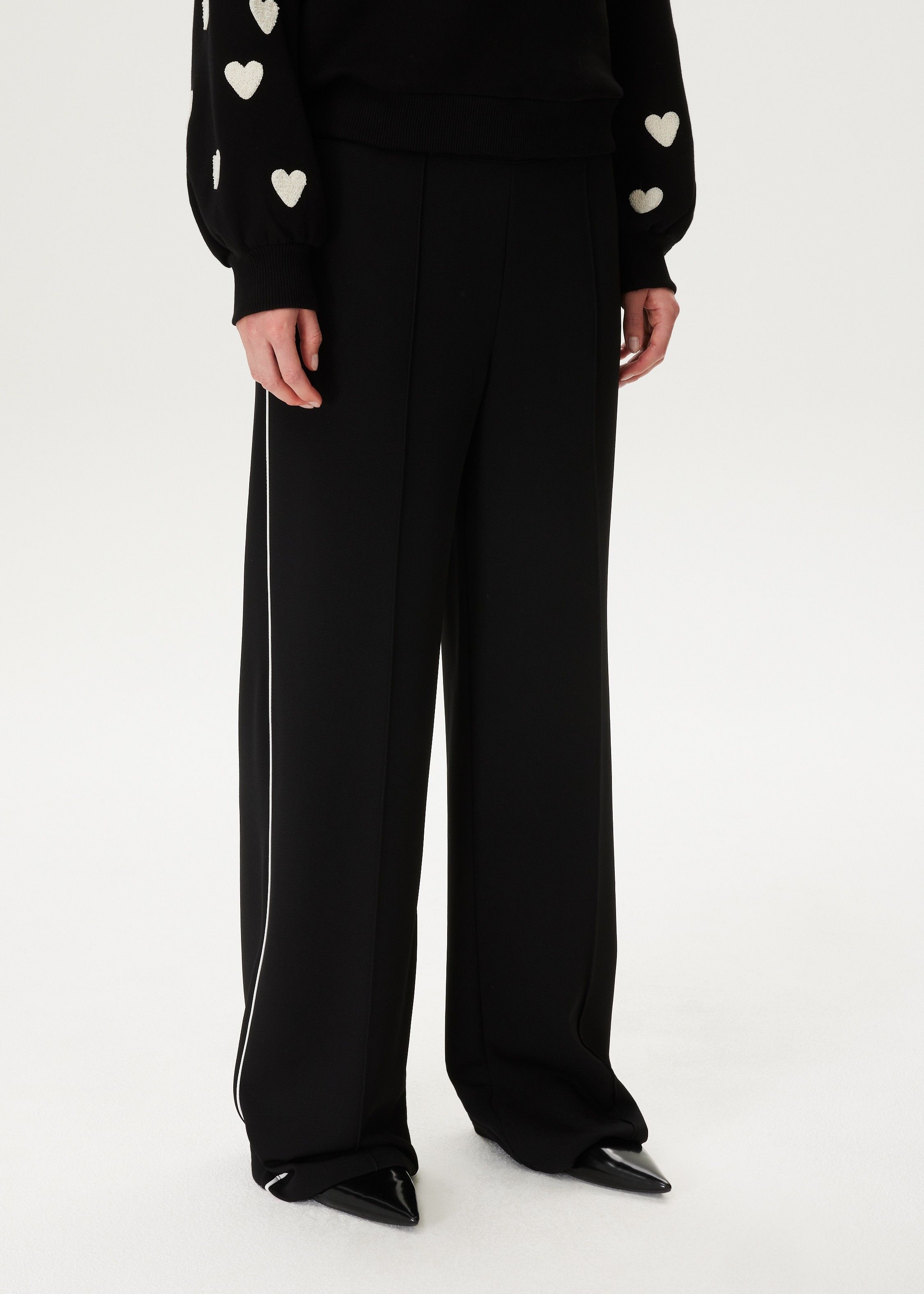 Wijde broek met streepdetail