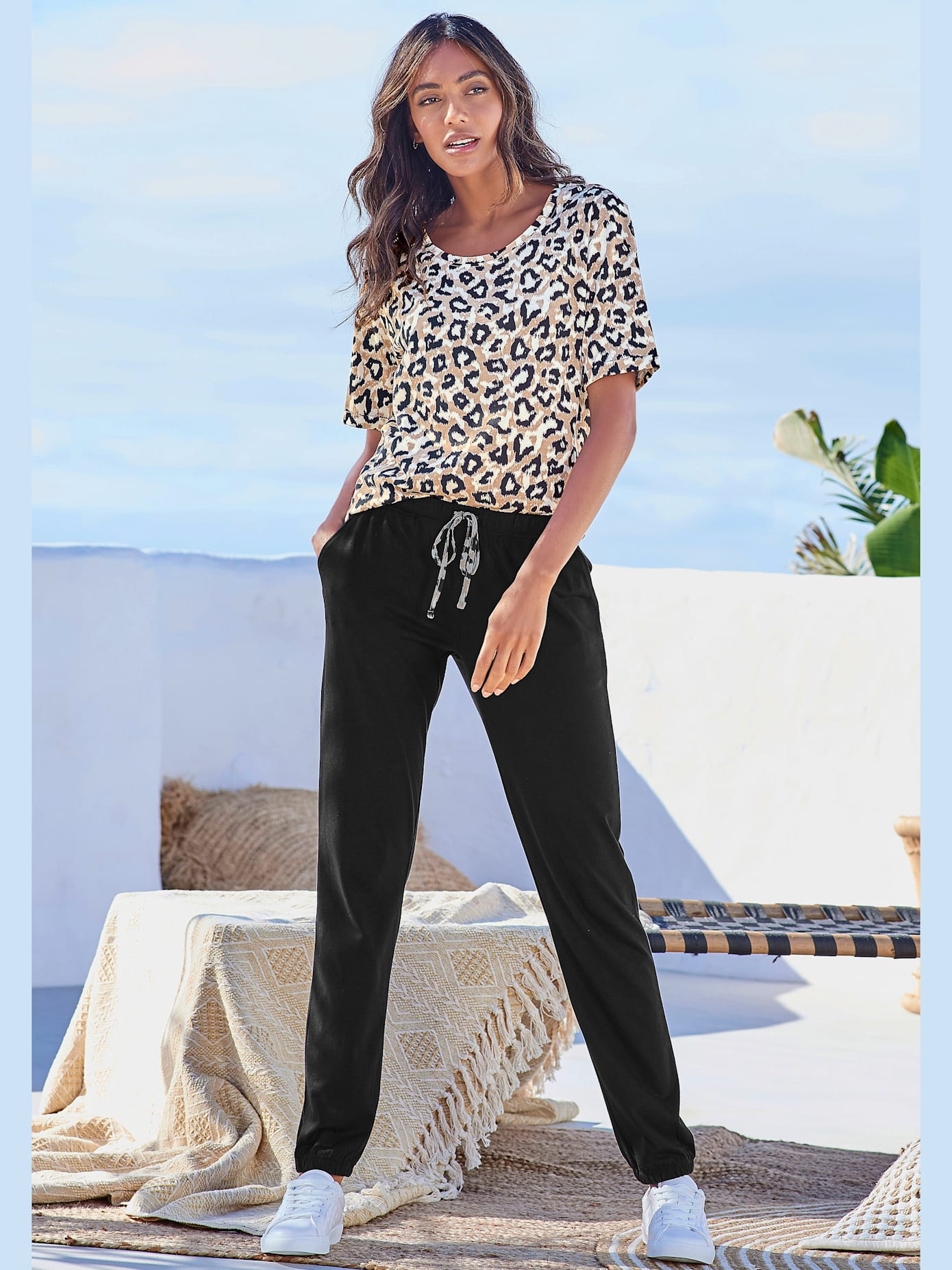 Pantalon de nuit pantalon de pyjama avec poches fendues