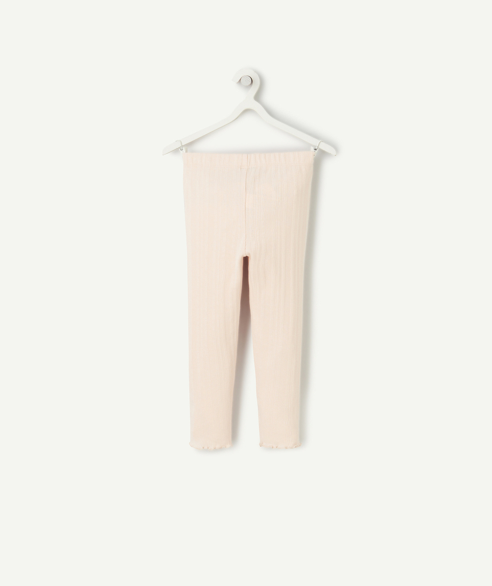 legging court fille en coton bio rose avec festons