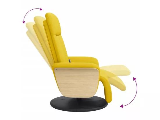 Fauteuil inclinable de massage repose-pieds jaune clair tissu