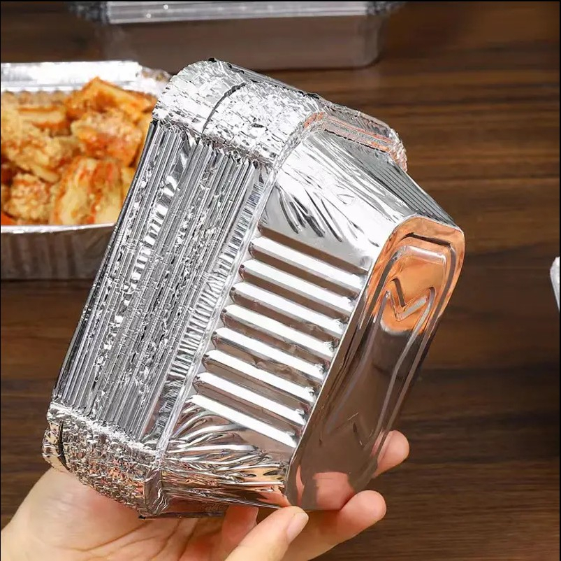 (50er Set) 230ml Aluminium BBQ Grill Schale Einweg Tropfschale Backofen Auflauf Form Take-Away Behälter - Silber
