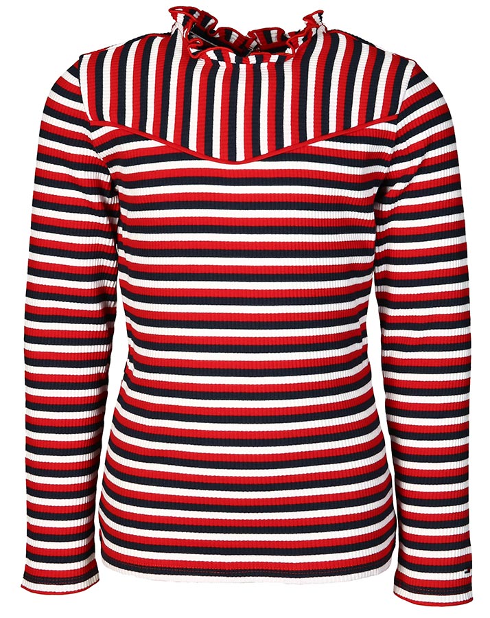 Langarm-Shirt STRIPE RIB KNIT in rot/weiß