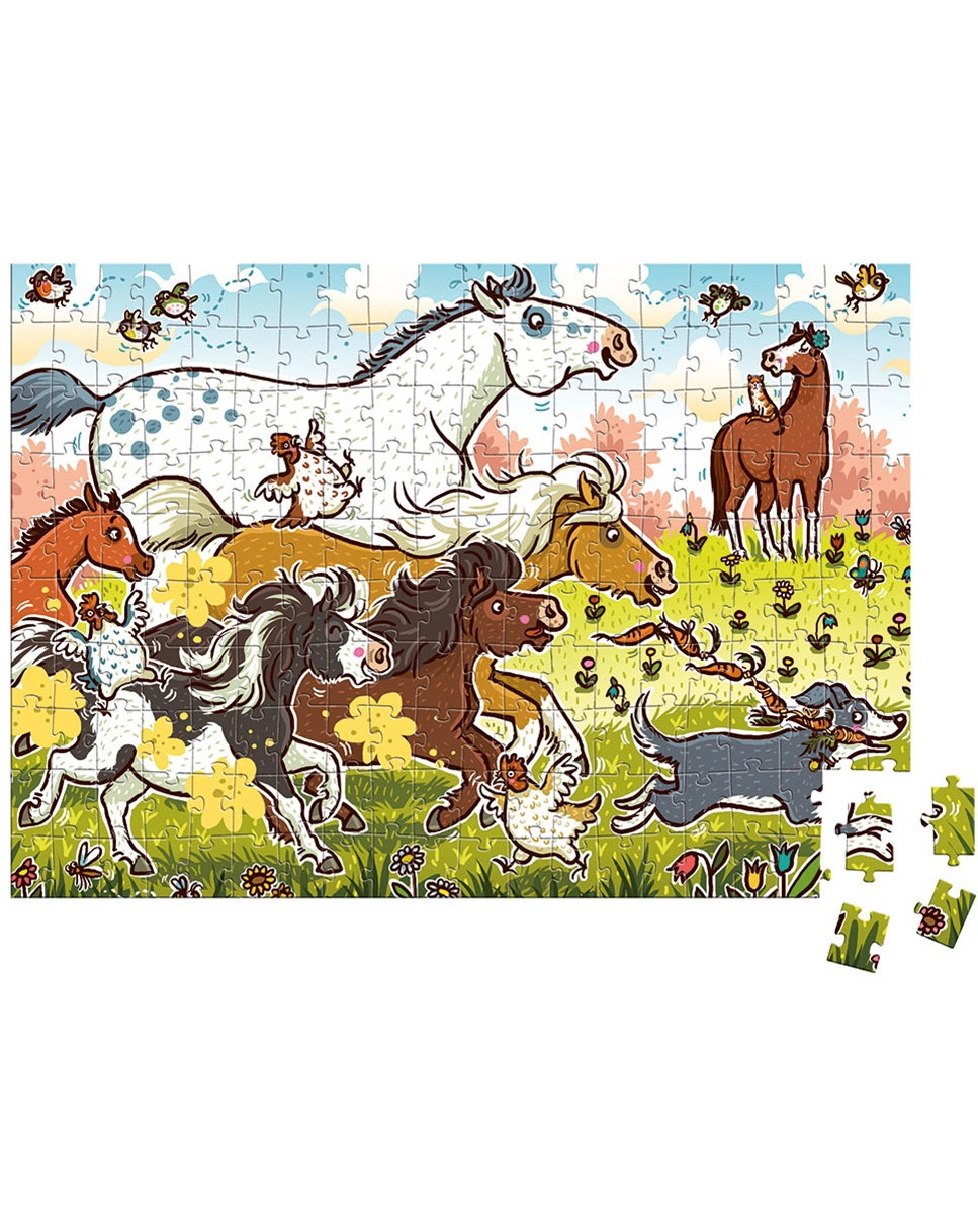 Puzzle DIE HAFERHORDE - AUF DIE MÖHRE, FERTIG, LOS! 200-teilig
