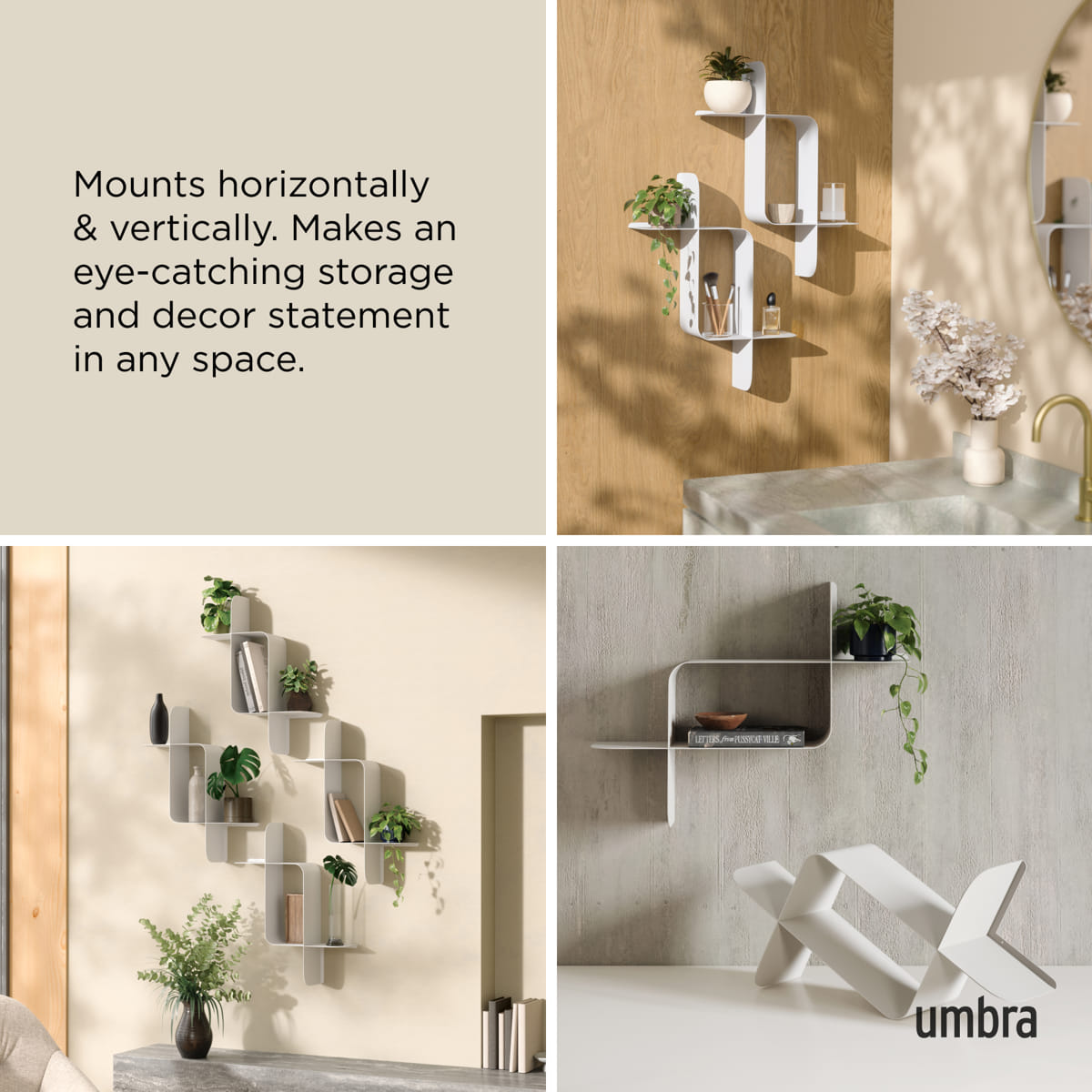 Wandplank Montage metaal wit - set van 2