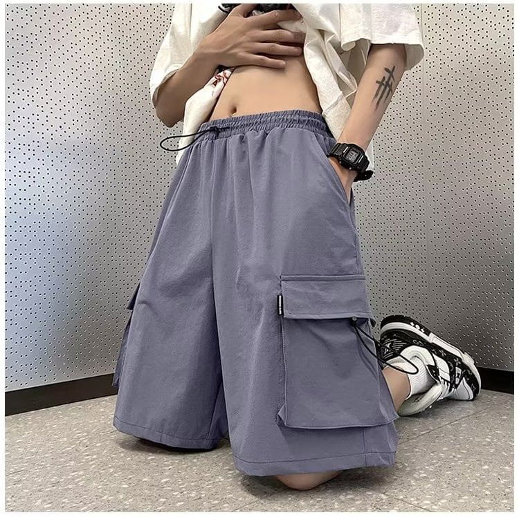Urtishia - Cargoshorts met trekkoord en effen taille, middelhoge taille