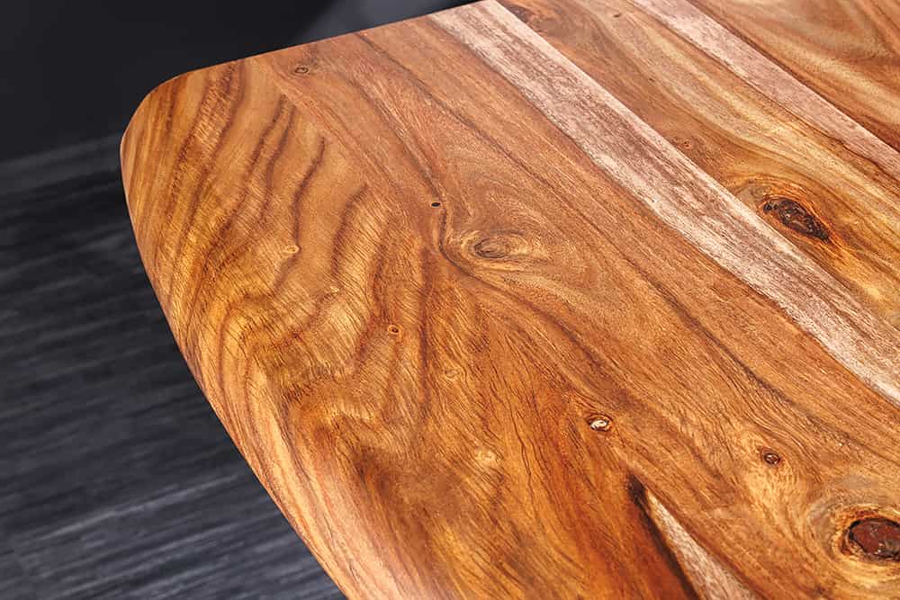 Massivholz Esstisch MAMMUT 200cm braun Sheesham schwarzes Gestell Baumkante stone finish