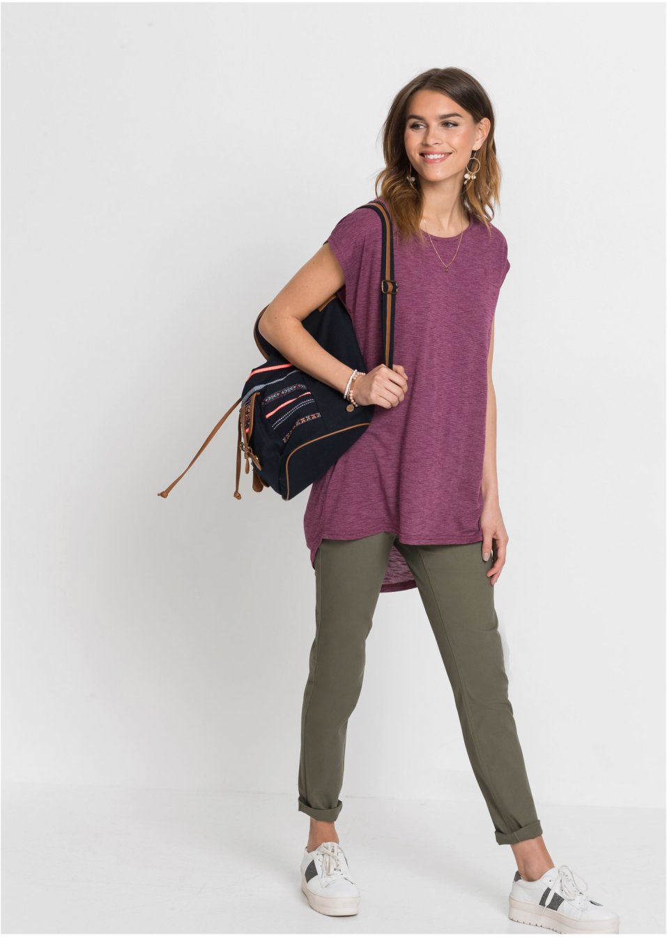 T-shirt long avec base arrondie