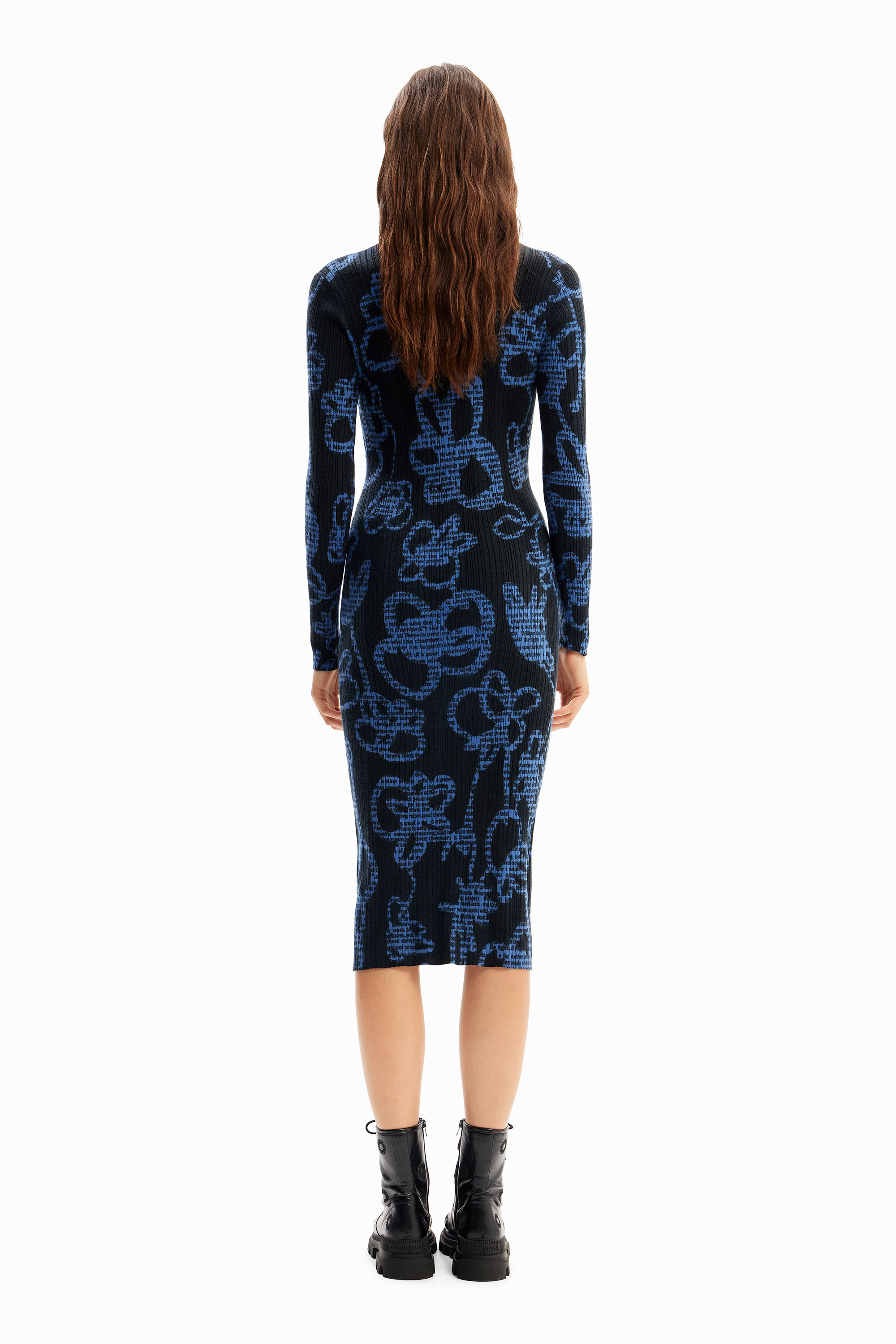 Vestido midi de malha floral