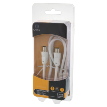 Q-Link coax kabel 3CV2 HF stekker 1 meter rechtwit