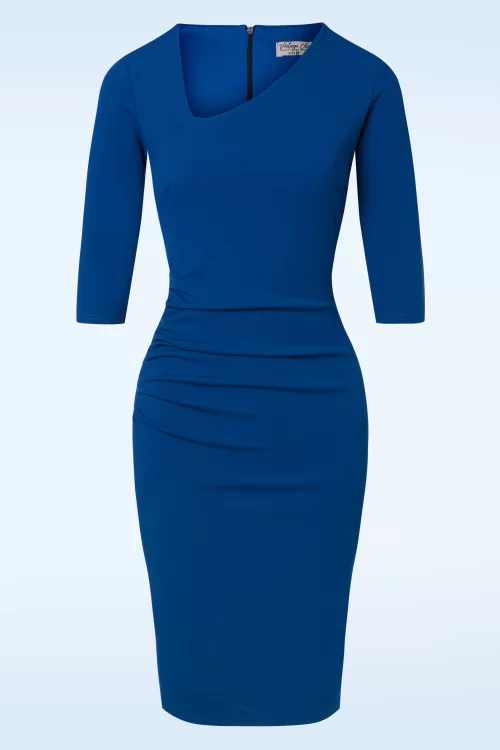 Vintage Chic for Topvintage Tully pencil jurk in kobaltblauw