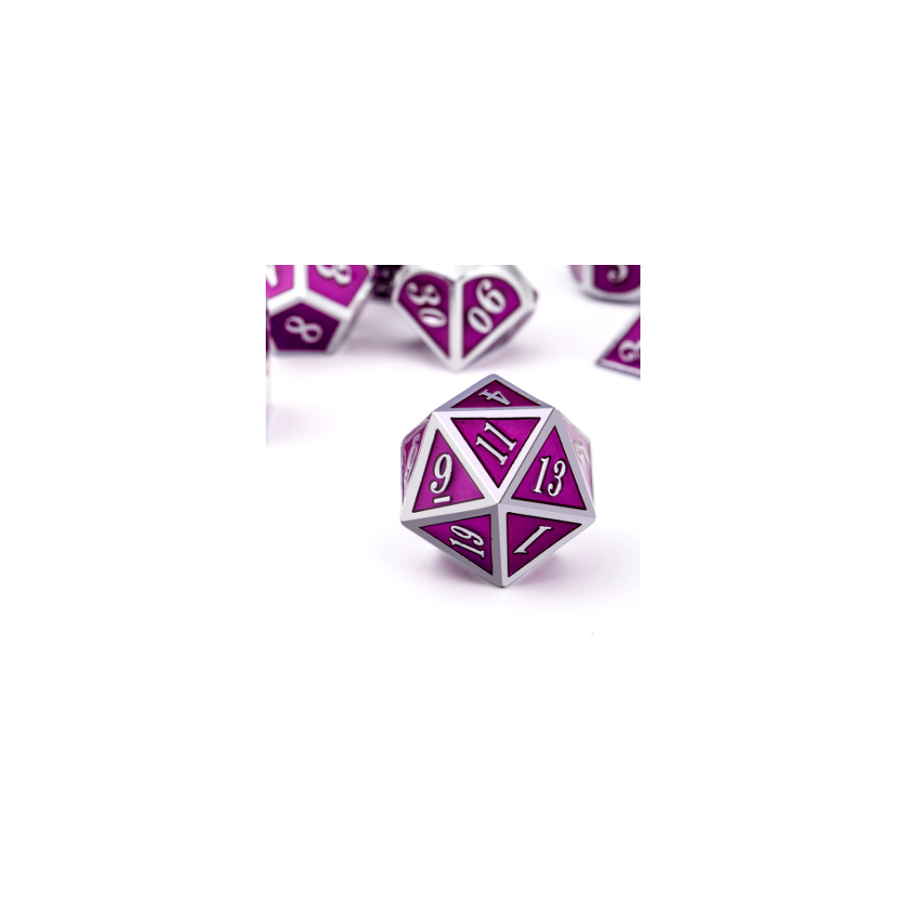 Set de 7 Dés JDR métalliques - Enamel and Silver