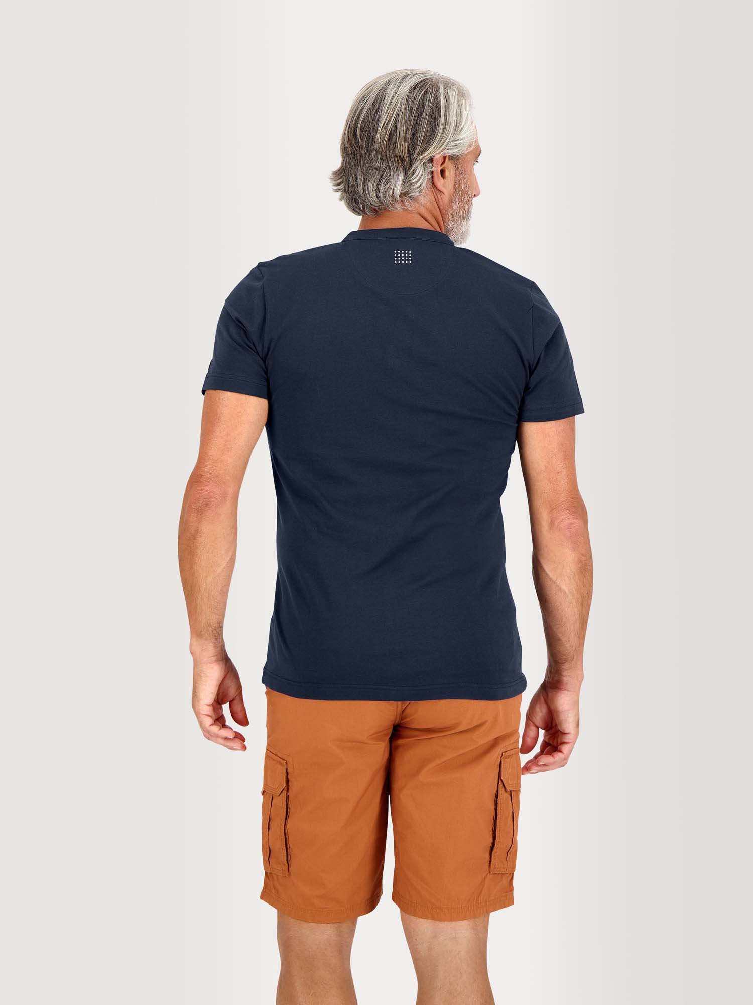 Tee Shirt Homme Col Tunisien Marine