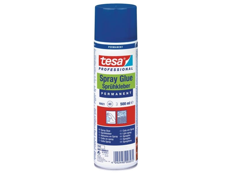 tesa Sprühkleber Permanent 500 ml, Transparent Sprühkleber