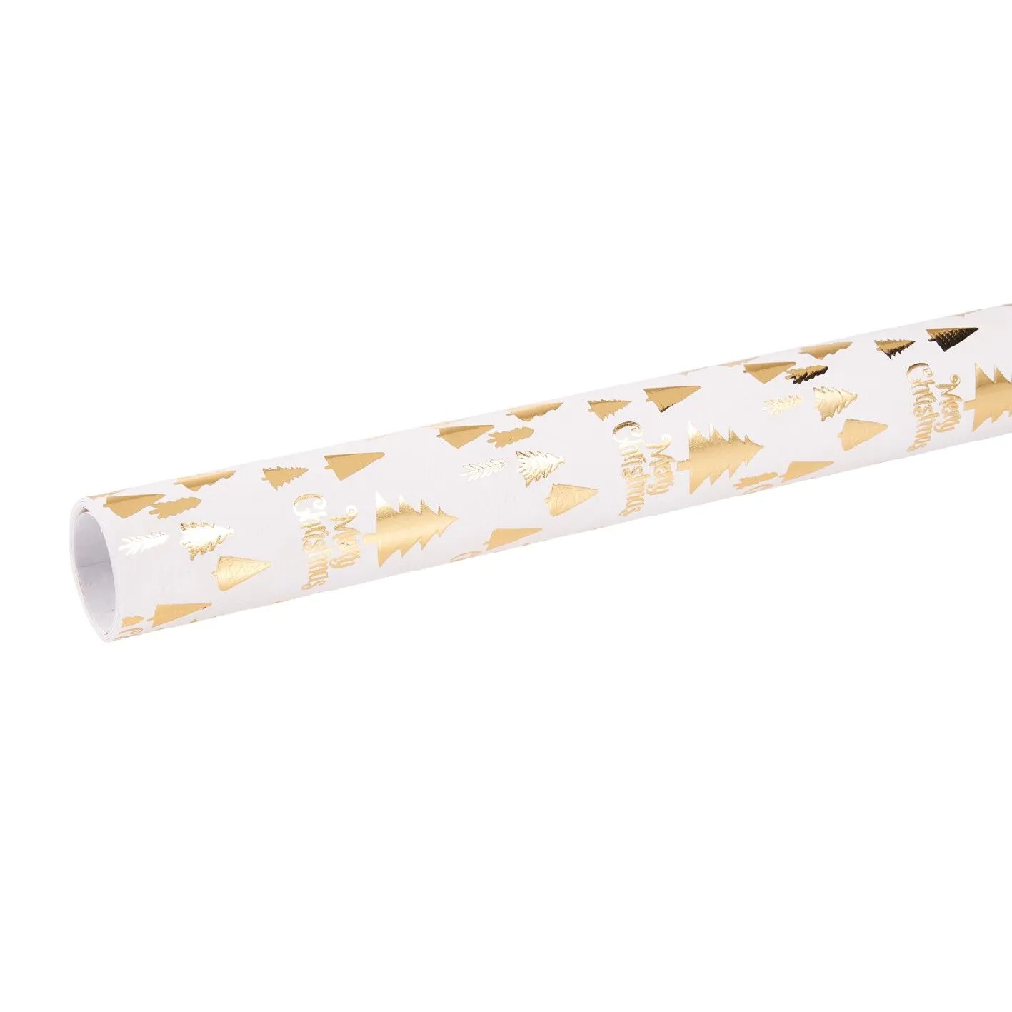 Weihnachtsgeschenkpapier Prägung, Schrift/Baum/creme, 2 m