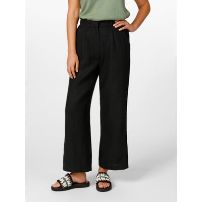 Damen-Leinenhose, Schwarz