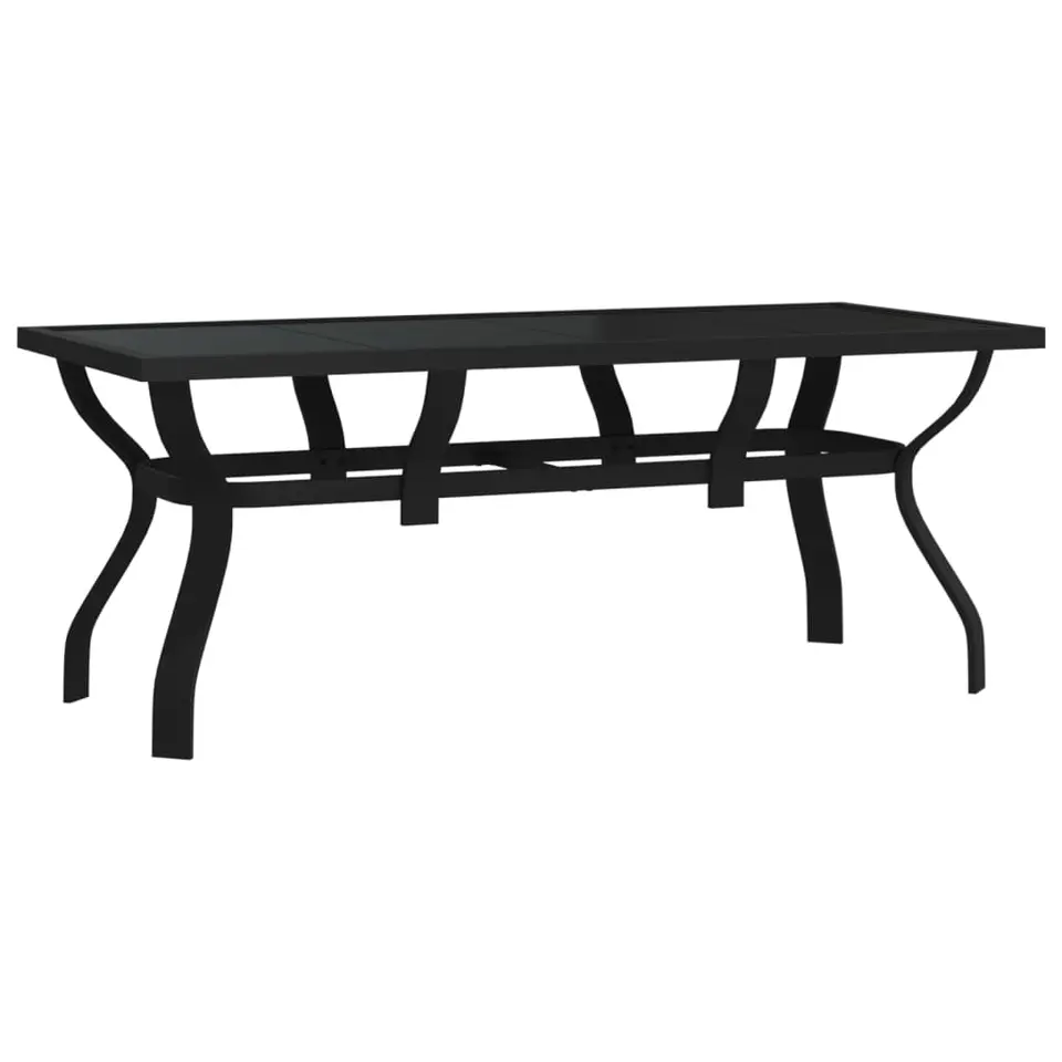 vidaXL - Tuintafel - Zwart - Staal en glas - 180 x 80 x 70 cm