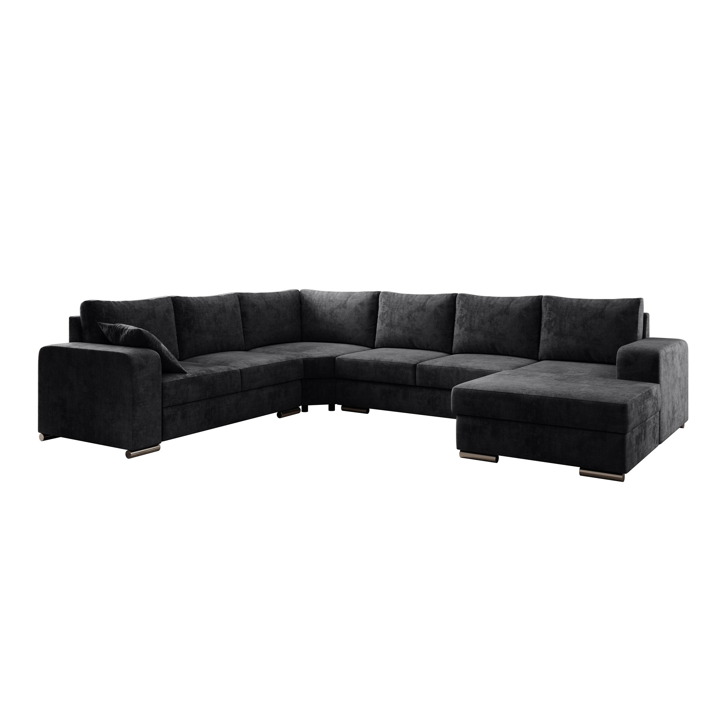 Adel - Hoekbank 5-zits met chaise longue - Velvet zwart - Rechts