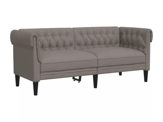 Canapé Chesterfield 2 places taupe tissu