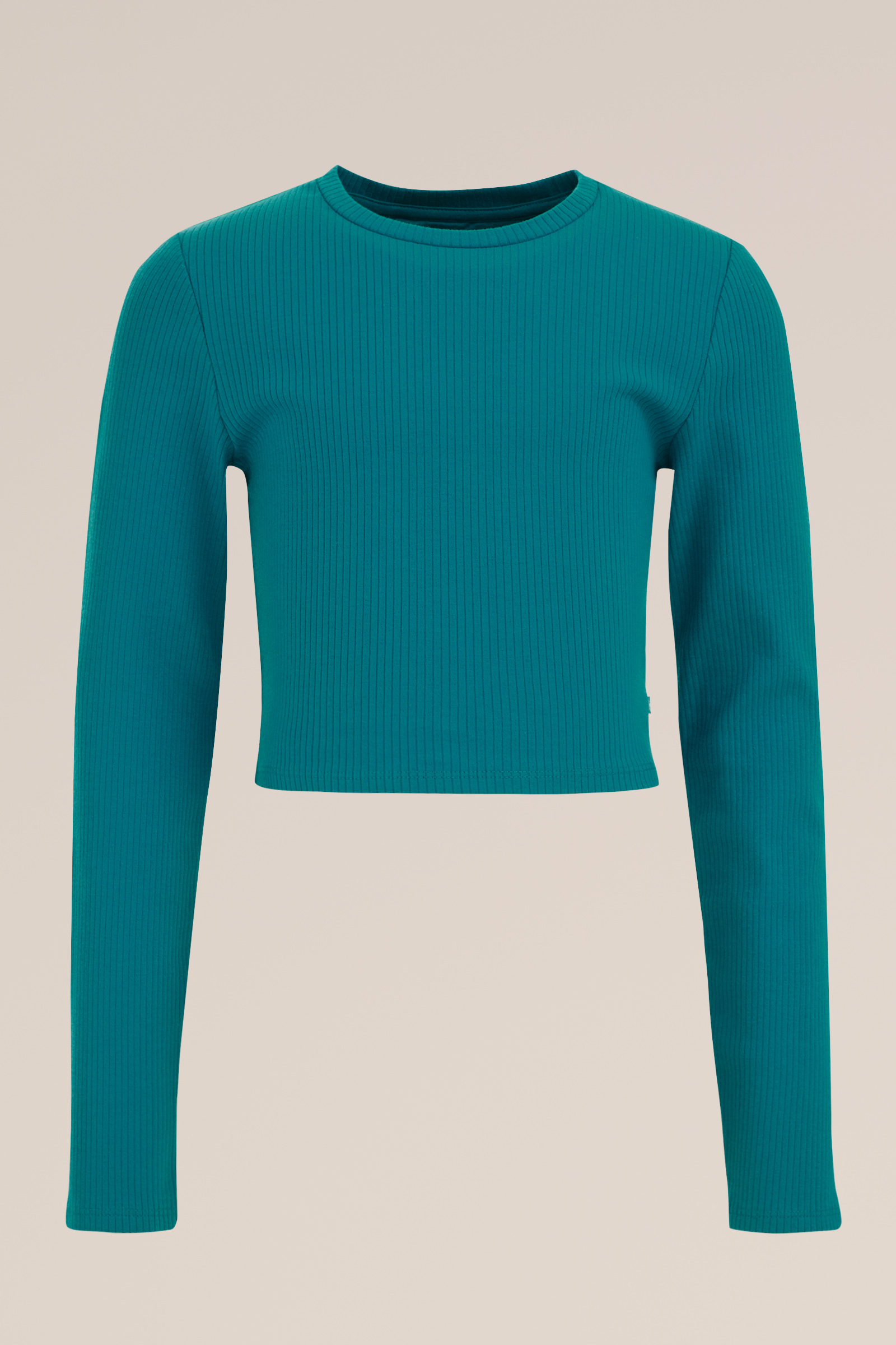 Meisjes cropped T-shirt van ribstof WE Fashion Groen