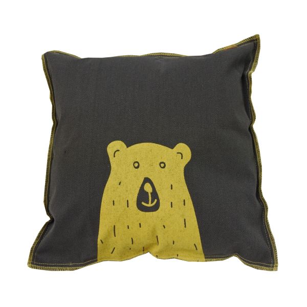 Overseas Bear Kussen Canvas Antracite 45 x 45 cm