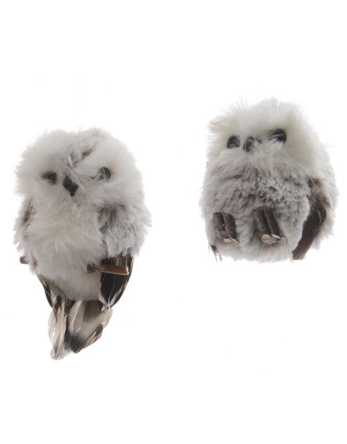Decoris Uil Decoratie Figuur - Kerstversiering - 6x6x8 cm Grijs