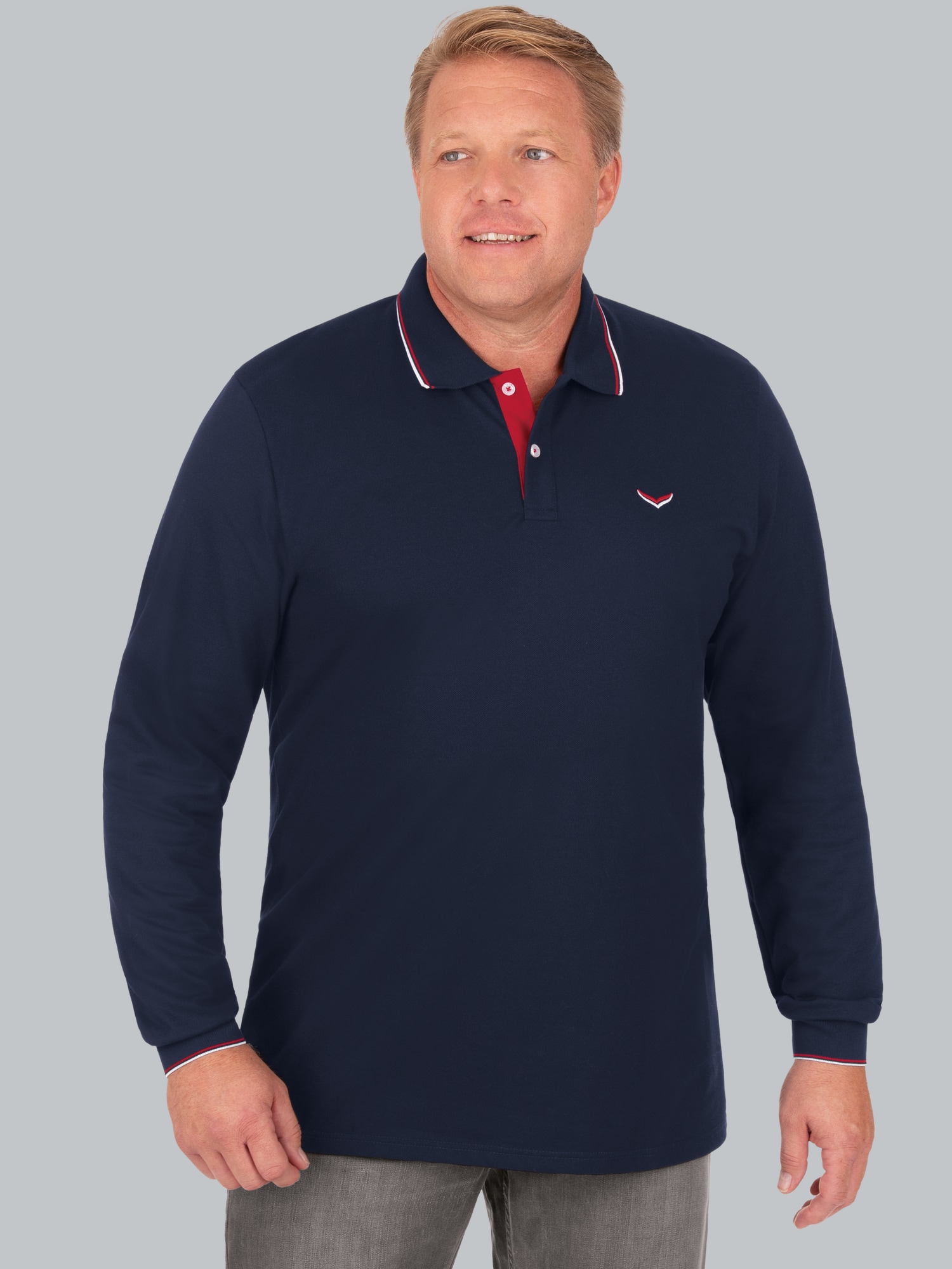Modisches Poloshirt mit langen Armen Navy