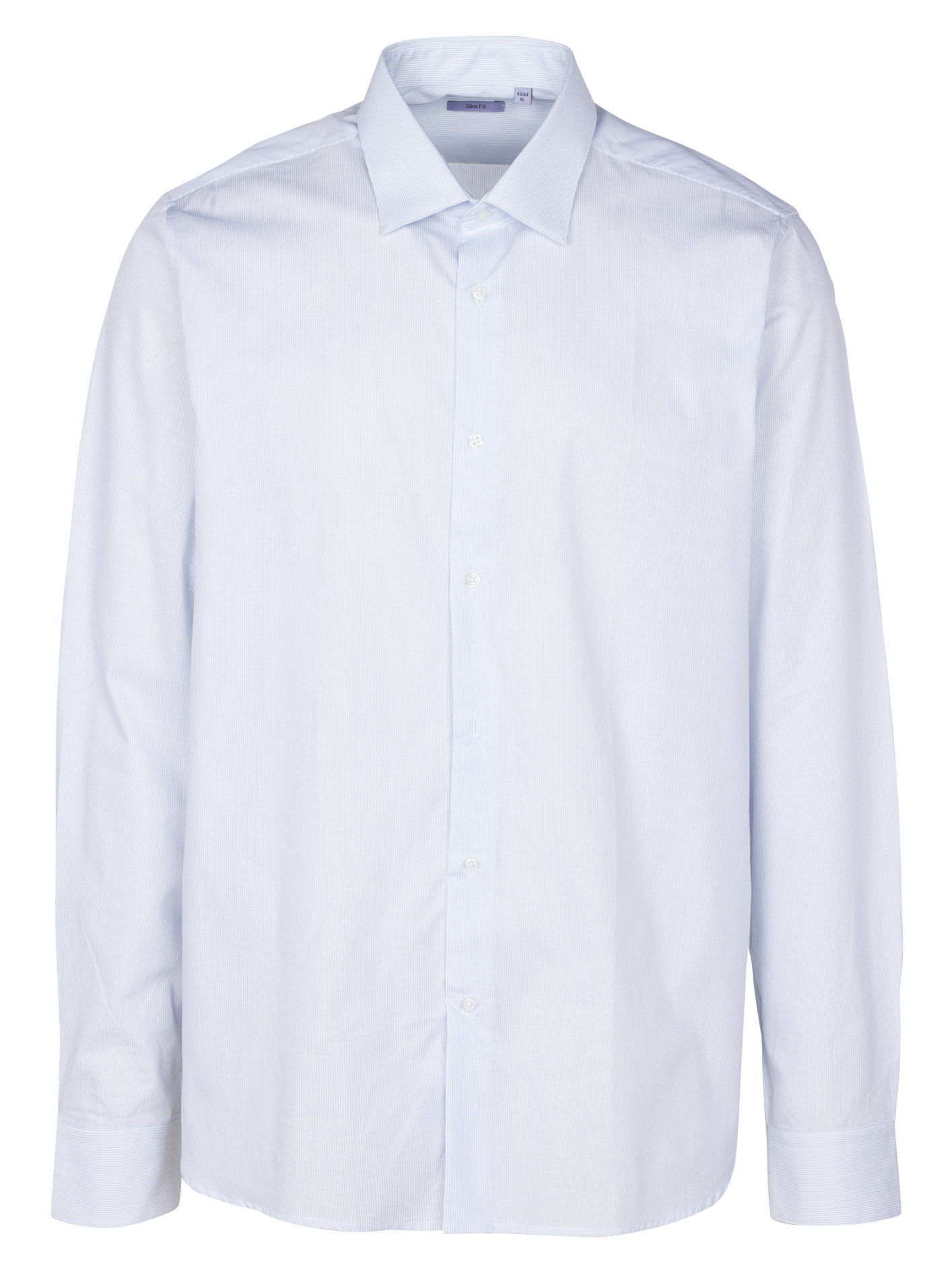 Chemise col classique slim-fit rayée en coton| Bleu