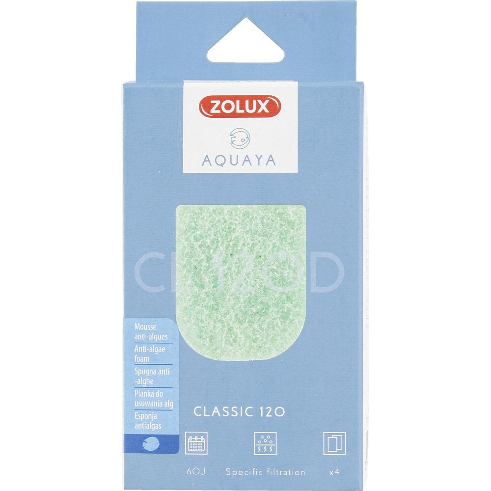 Mousse anti-algues cl 120 d pour pompe classic 120 pour aquarium.