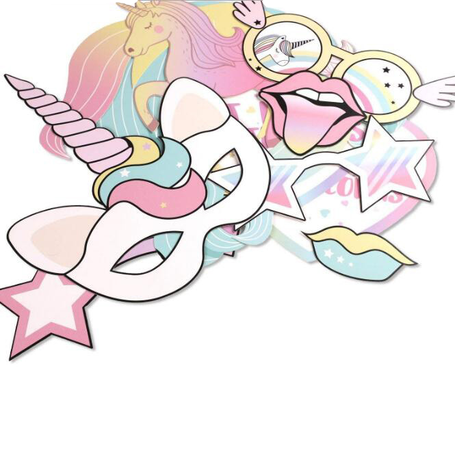 (30er Set) Kinder Photo Booth Fotorequisiten Party Foto Accessoires Dekorationen für lustige Bilder - Einhorn