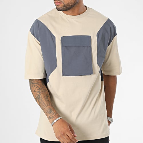 Tee Shirt Poche Beige Gris