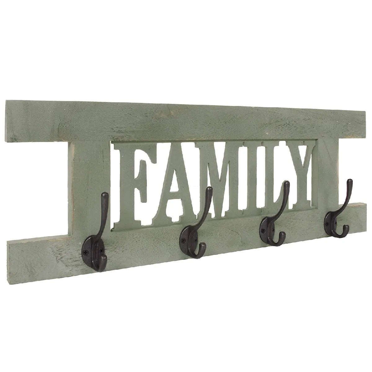 Decoshop26 Porte-manteau mural bois patère - Vert